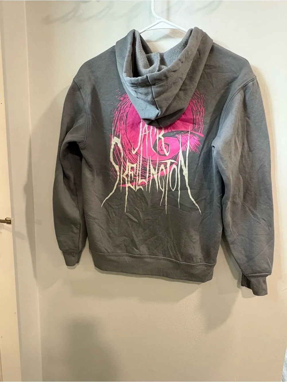 Disney The Pumpkin King Gray & Pink Zip Hoodie